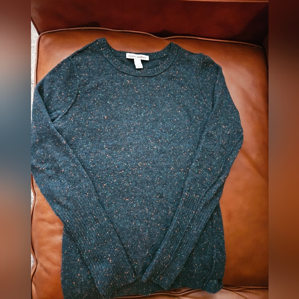 Autumn Cashmere Womens  Distressed Sweater, Green Speckled Xs